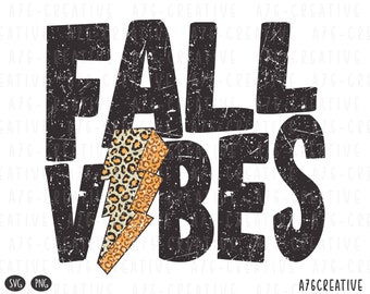 Retro Fall Vibes PNG, Fall Vibes Lightning Bold, Pumpkin Season Png, Vintage Groovy Fall Vibes Lightning Bold Sublimation Shirt. Svg and Png
