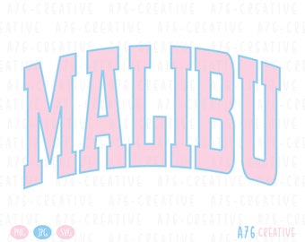 Retro Malibu Varsity Design: Summer Beach SVG PNG JPEG