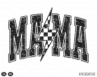 Mama Checkered Lightning Bolt SVG PNG: Retro Sublimation Design (Digital Download)