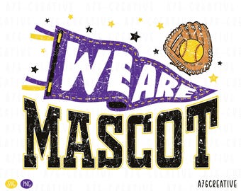 Custom Mascot Softball Pennant Flag Design (SVG & PNG Digital Files)