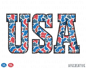 Retro Camo USA: 4th of July PNG SVG (Digital Download)