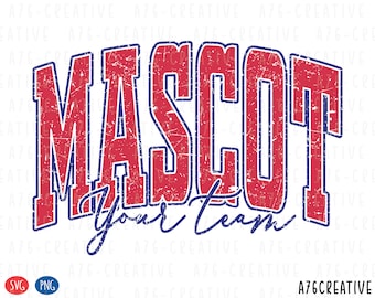Personalized Mascot and Your Team Custom Work Svg Png, Retro Cursive Team Custom Order, Varsity School Custom Team Sublimation. Svg & Png