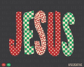 Retro Jesus PNG, Trendy Jesus, Polka Dot, Checkered, Leopard, Vintage Christmas Christian Sublimation Design PNG SVG (Digital Download)