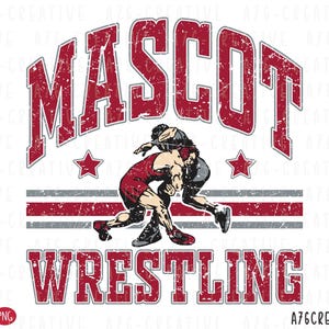 Custom Wrestling Team Maskottchen SVG PNG: Personalisiertes Design (Arbeitsauftrag Digitale Dateien)