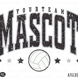 Mascota de voleibol personalizada y trabajo personalizado de su equipo Svg Png, pedido personalizado de sublimación del equipo de voleibol universitario retro. Svg y Png