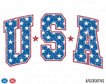 Retro USA Star Varsity Design: 4th of July PNG SVG (Digital Download)