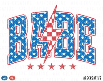 American Babe PNG SVG: Retro 4th of July Design (Digital Download)