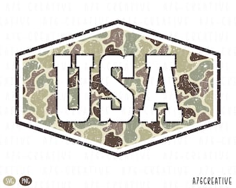 Retro Camo USA Design: 4th of July, Sublimation (SVG, PNG Digital Files