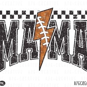 Mama Lightning Football Checkered Design (SVG, PNG)