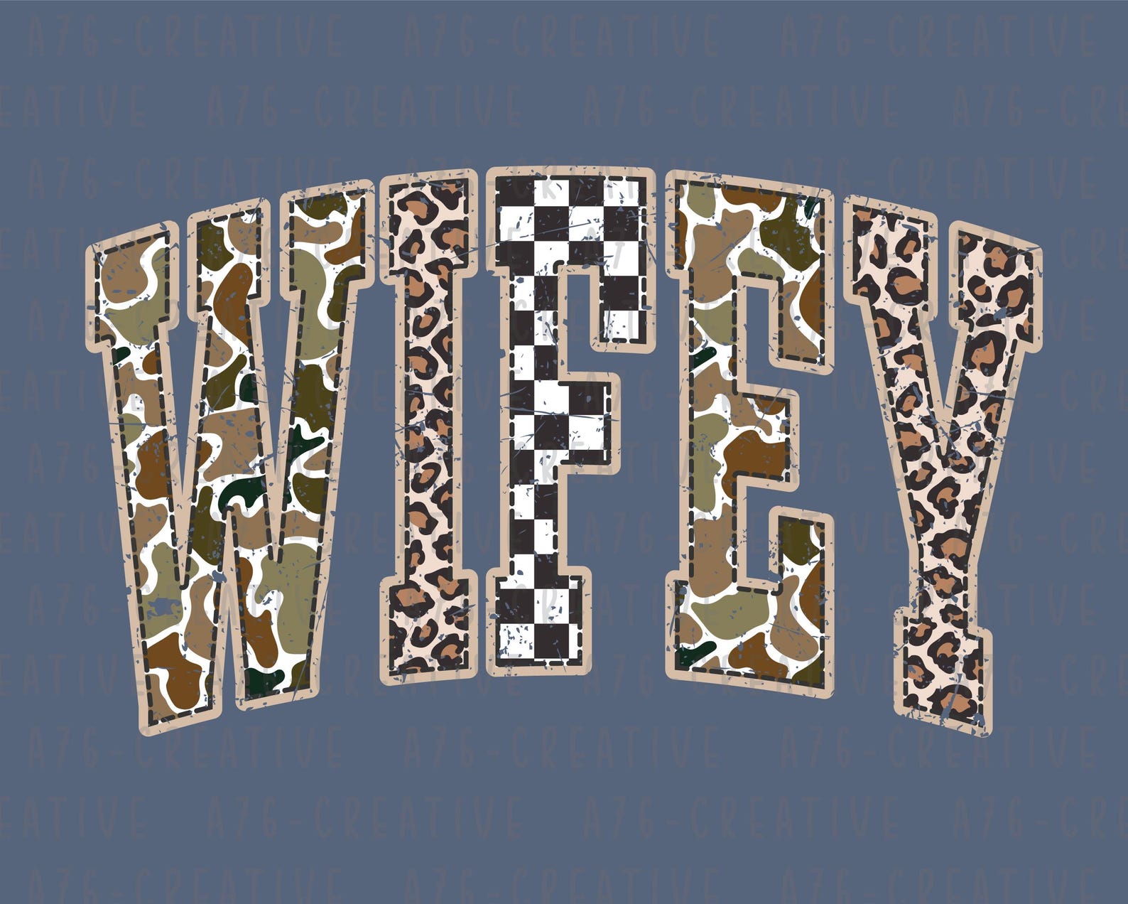 Camo Wifey Sublimation Design, Camouflage Checkered Leopard Wifey ...