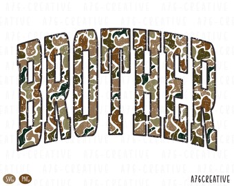 Retro Camo Brother Design: Distressed Camouflage PNG SVG (Digital Download)