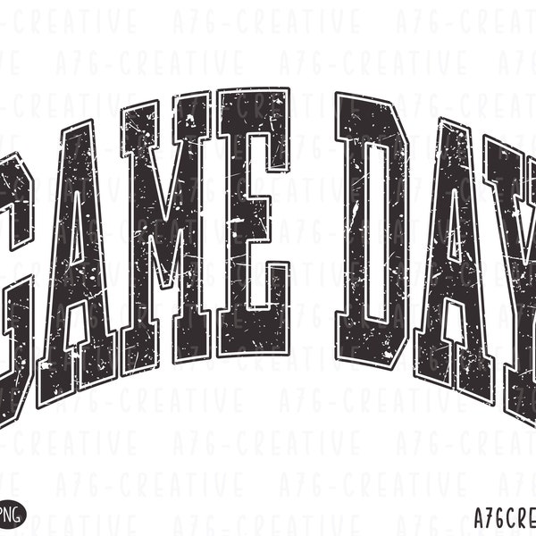 Retro Varsity Game Day Png, Game Day Svg, Sport Png, Football Png, Vintage Varsity Game Day Black and White Sublimation Shirt. Svg & Png