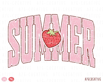 Retro Sommer Erdbeere SVG PNG: Beunruhigtes Design (Digitaler Download)