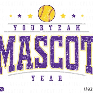 Personalized Softball Team Mascot Design: Custom Retro Varsity Png & Svg