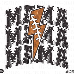 Mama Lightning Football Checkered Design (SVG, PNG)