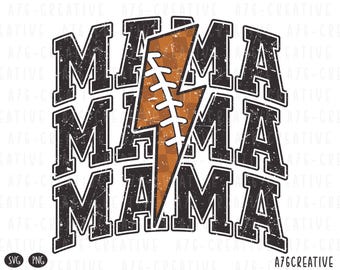 Diseño a cuadros de fútbol americano Mama Lightning (SVG, PNG)