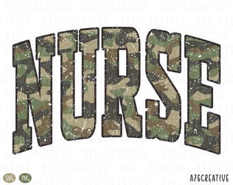 Retro Camouflage Nurse Design: SVG & PNG (Digital Download)