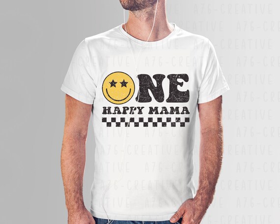 Retro One Happy Mama PNG SVG JPEG - Groovy Sublimation Design