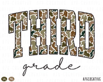 Retro Camouflage Dritte Klasse Lehrer Design: Sublimation PNG SVG (Digitaler Download)