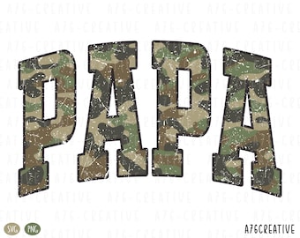 Retro Camo Papa Design: Distressed Sublimation (SVG & PNG)