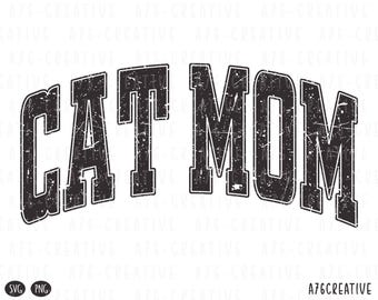 Retro Varsity Cat Mom, Cat Mom Png, Cat Mom Shirt, Vintage Cat Mom Sublimation Shirt Design PNG SVG (Digital Download)