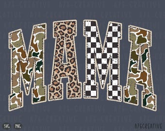 Retro Hunting Mama Camo Sublimation Design, Camouflage Checkered Mama, Leopard Mama, Vintage Camo Mama Mothers Day Sublimation (SVG & PNG)