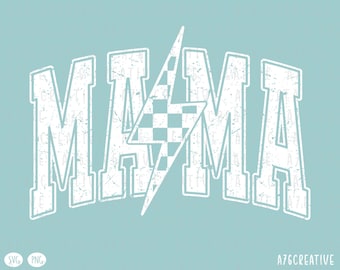 Retro Mama Lightning Checkered Design (SVG & PNG)