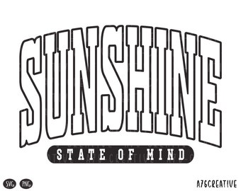 Sunshine State of Mind SVG PNG: trendy zomerontwerp (digitale download)