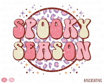 Retro Groovy Spooky Season, Halloween PNG SVG (Digital Download)