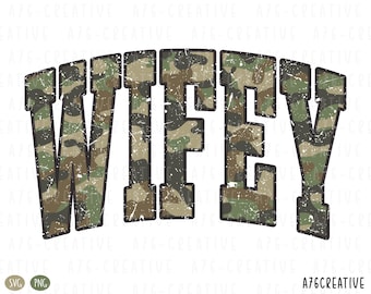 Diseño de camuflaje retro para esposa: SVG y PNG desgastados (descarga digital)