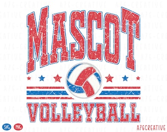 Personalized Volleyball Mascot: Retro Team Design (SVG & PNG)