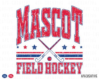 Personalized Field Hockey Mascot or Your Team Custom Work Svg Png, Retro Varsity Field Hockey Team Custom Order Sublimation. Svg & Png