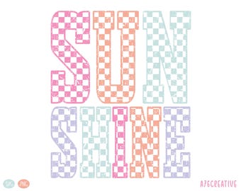 Retro geruite zonneschijn PNG SVG: zomersublimatieontwerp (digitale download)