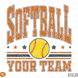 Personalized Softball Team Png Svg, Custom Team Order, Retro Varsity Softball Team Custom Order Sublimation. Svg & Png