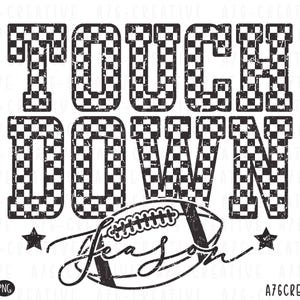 Temporada de Touch Down Png Svg, Camiseta Touch Down, Temporada de Futebol, Touch Down, Temporada de Touch Down Retro Futebol Escolar Sublimação. Svg & Png