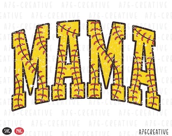 Retro Softball Mama Print: Varsity Design (SVG & PNG)