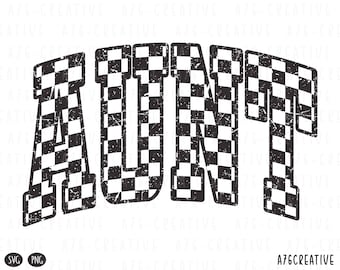 Checkered Aunt SVG PNG: Retro Sublimation Design (Digital Download)