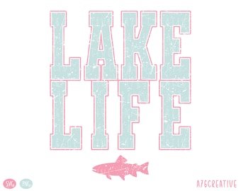 Design de camiseta retrô com tema de vida no lago: SVG e PNG com efeito desgastado (Download digital)