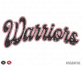 Retro Cursive Warriors Design: Sublimation PNG SVG (Digital Download)