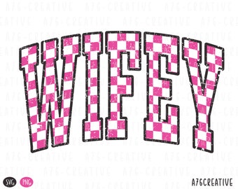 Pink Checkered Wifey Shirt Design (SVG & PNG)