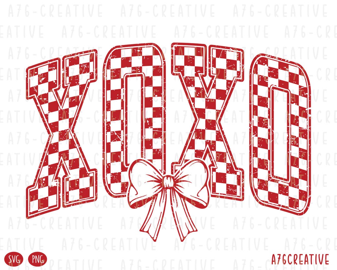 Retro Checkered XOXO Valentines SVG PNG - Coquette Shirt (digital ...