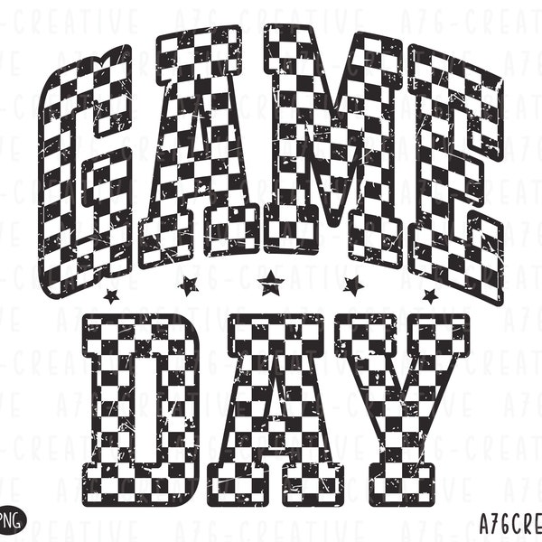 Checkered Game Day Design, School Sport, Retro Font (SVG & PNG)