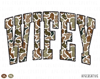 Retro Camo Wifey Design: Sublimation PNG SVG (Digital Download)