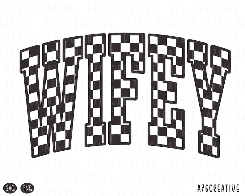Retro Checkered Wifey Design: Sublimation Graphic (SVG & PNG) - Etsy