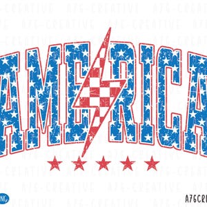 Retro America Star Lightning Damier PNG, America Lightning Svg, 4 juillet Png, Sublimation Star America Lightning Damier. Svg, png