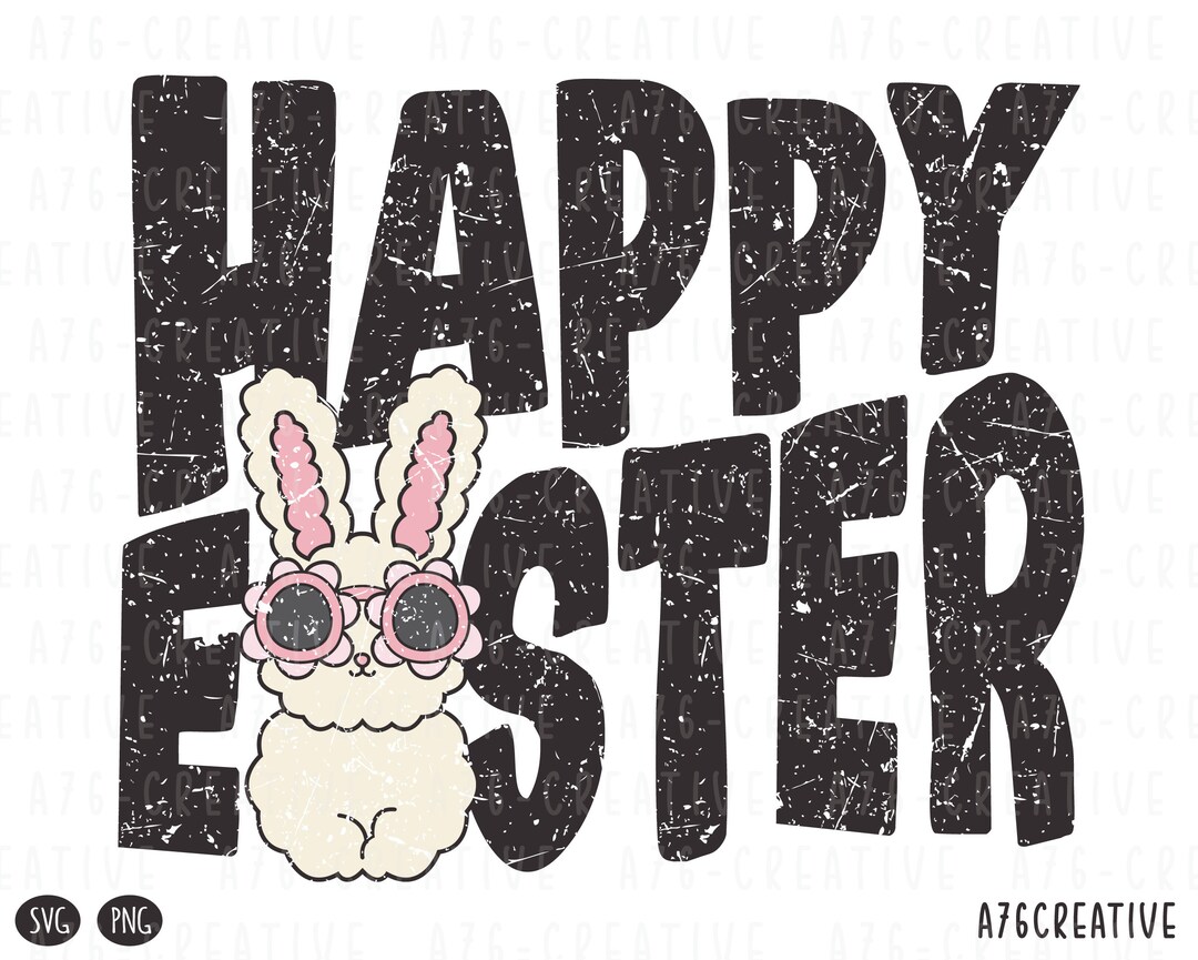 Retro Happy Easter Bunny Png Svg, Happy Easter Day, Bunny Png, Vintage ...
