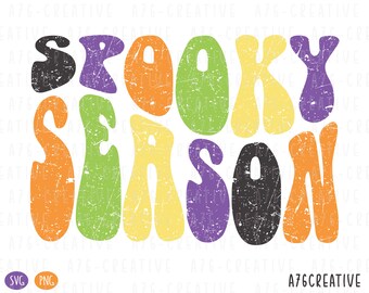Groovy Spooky Season Halloween Design, PNG SVG (Digital Download)