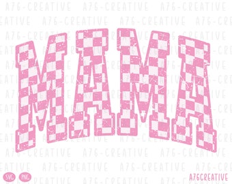 Retro Checkered Mama Design: Shirt Sublimation (SVG & PNG)