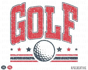 Diseño retro de golf universitario: SVG y PNG desgastados (descarga digital)