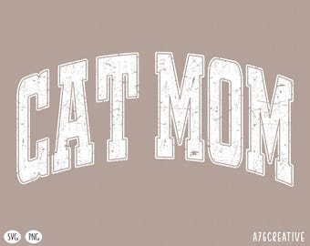 Retro Varsity Cat Mom, Cat Mom Png, Cat Mom Shirt, Vintage Cat Mom Sublimation Shirt Design PNG SVG (Digital Download)